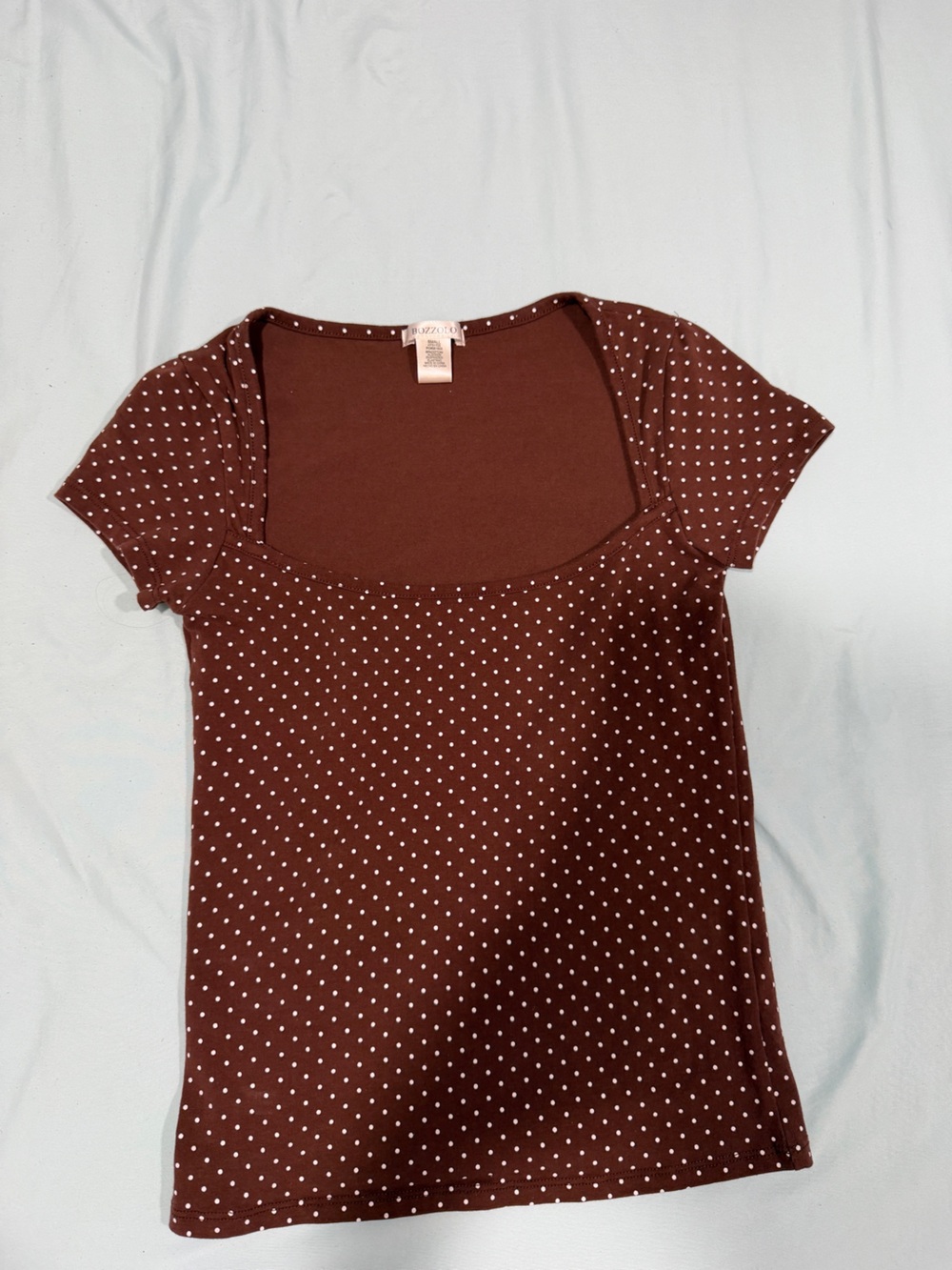 Brown White Polka Dot Top Short Sleeve Retro Feminine